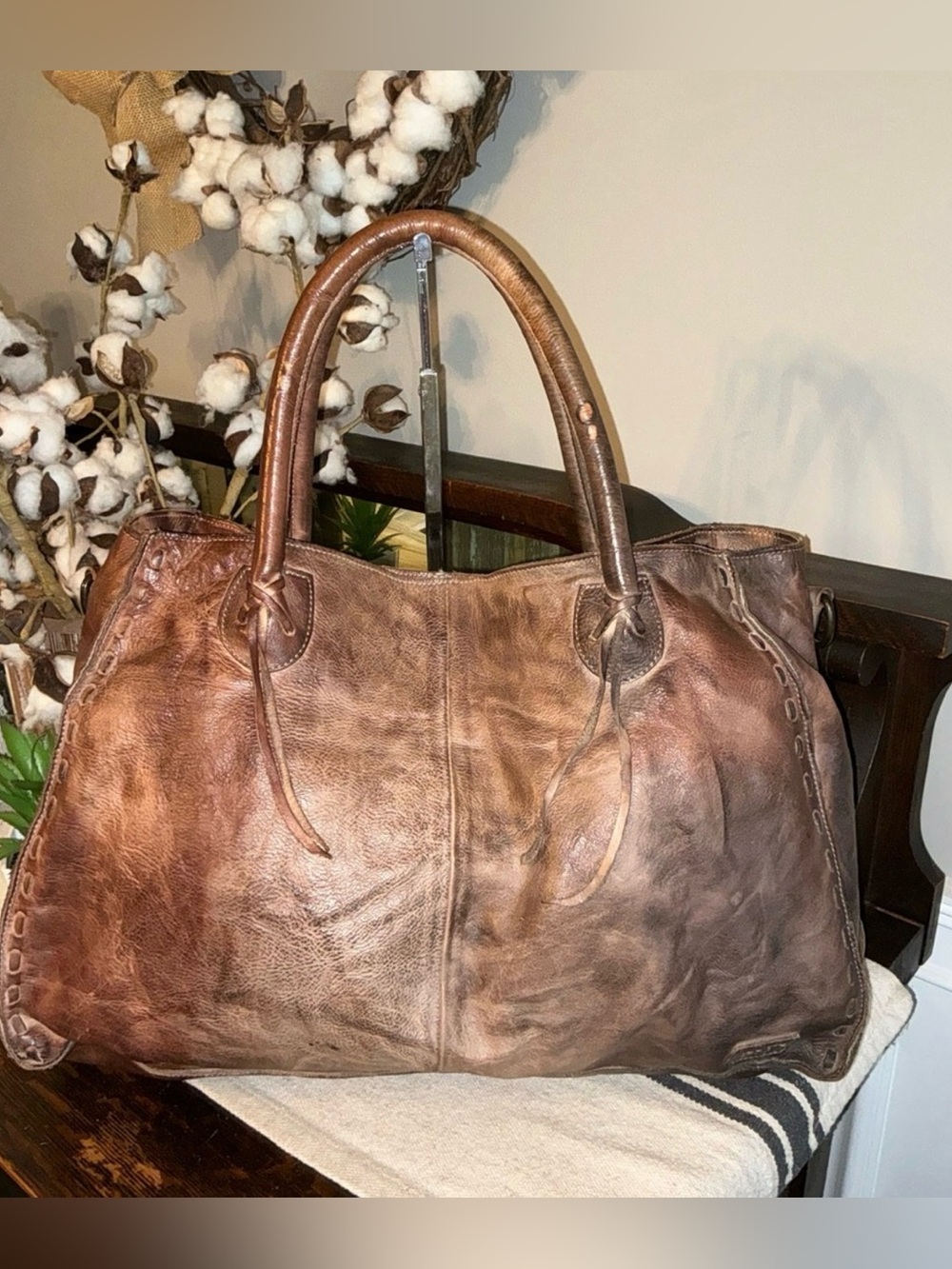 Bed Stu Distressed Brown Leather Tote